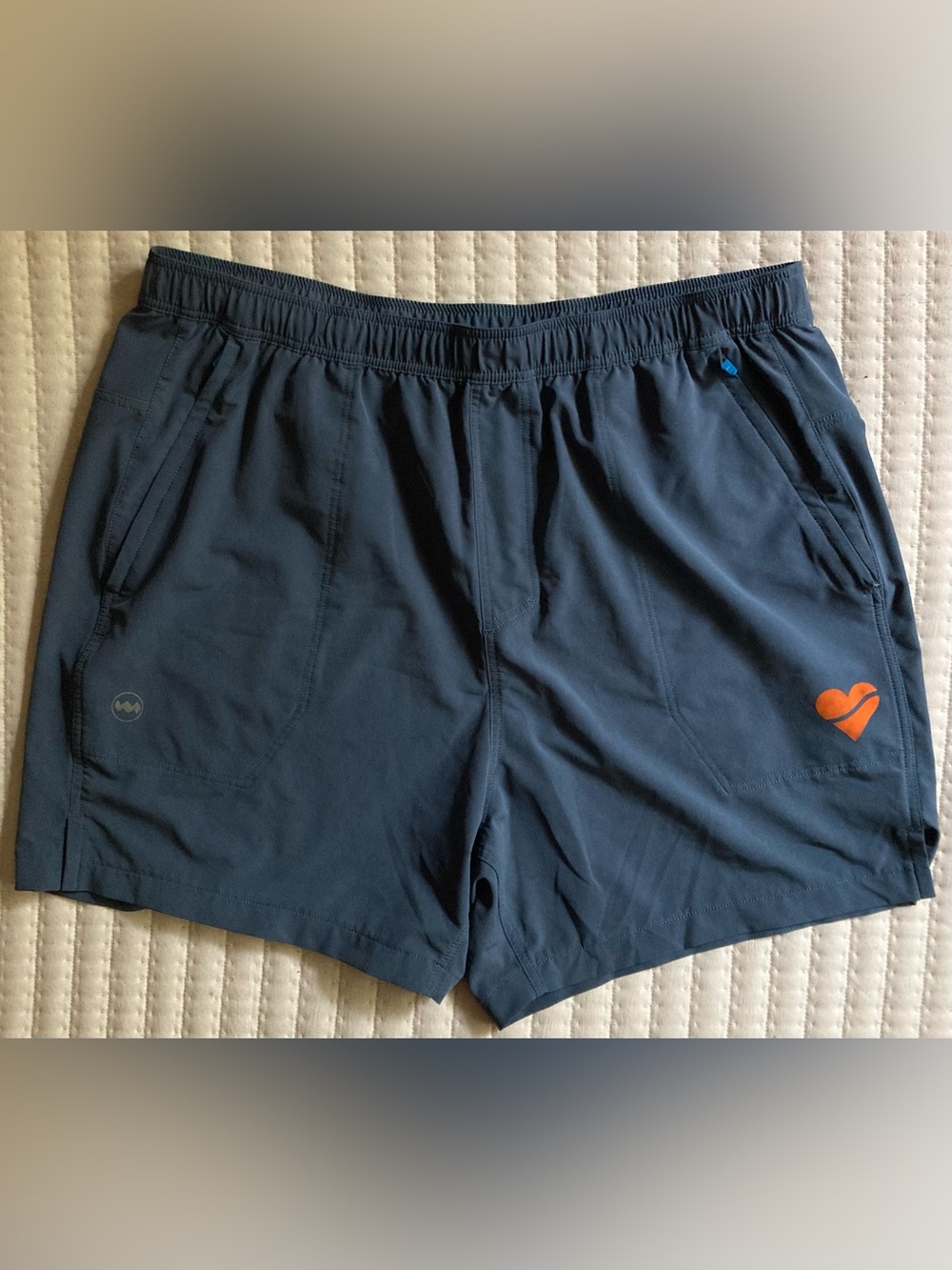 Janji Athletic Running Shorts Men’s Large 5” Blue Gray Unlined Gym Yoga Pockets